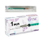 Шприц 1 мл (100 шт.) (игла 26G (0,45х12 мм)) туберкулиновый трехкомпонетный одноразовый Премьер-Мед ООО - Россия