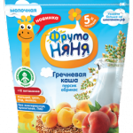 ФрутоНяня Каша молочная гречневая, персик, абрикос 5+ месяцев (200 г) Лебедянский ЭКЗ - Россия