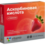 Аскорбиновая кислота с глюкозой 100 мг вкус Клубники (БАД) (таблетки жевательные 0,6 г №40) Vitamir Витамир Квадрат-С ООО - Россия