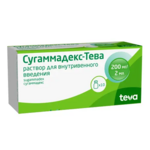 Сугаммадекс-Тева (раствор для внутривенного введения 100 мг/мл 2 мл № 10 фл.) Плива Хрватска д.о.о. Республика Хорватия