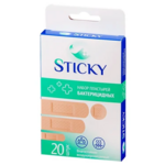 Стики Sticky Лейкопластырь Пластырь бактерицидный влагостойкий Набор Универсальный (№20 шт.) Эркафарм Вейсон Медикал Ко., Лтд. Китай