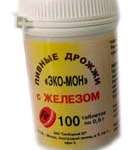 Дрожжи пивные с железом Эко-мон (таблетки 0,45г N100) Свободный 20 ЗАО - Россия