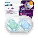 Авент Ультра Эйр Avent Ultra Air Пустышка 6-18 мес. силикон с щитком-нагубником и кольцом-держателем ортодонт. Ежик и Зайчик SCF344/22 (2 шт. футляр) Филипс Электроникс ЮК Лтд - Великобритания