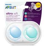 Авент Ультра Софт Avent Ultra Soft Пустышка 0-6 мес.силикон для мальчика соска мягкая и гибкий нагубник SCF212/20 (2 шт. футляр) Philips Consumer Lifestyle- Нидерланды