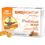 Рыбный жир с маслом зародышей пшеницы, шиповника и облепихи (капсулы 330мг N100) БиоКонтур Полярис ООО (г. Мурманск) - Россия