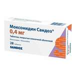 Моксонидин Сандоз (табл. п. плен. о. 0.4 мг № 28) Сандоз д.д Словения Салютас Фарма ГмбХ Германия