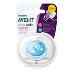 Авент Ультра Софт Avent Ultra Soft Пустышка 0-6 мес.силикон для мальчиков соска мягкая и гибкий нагубник SCF522/10 (1 шт. футляр) Филипс Электроникс ЮК Лтд - Великобритания