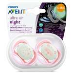 Авент Ультра Эйр Найт Avent Ultra Air Night Соска-пустышка ночная светящейся силиконовая ортодонтическая для девочек 6-18 мес. (2 шт. футляр) SCF376/22 Филипс Электроникс ЮК Лтд Philips Electronics UK Ltd - Великобритания 