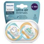 Авент Ультра Эйр Avent Ultra Air Animals Пустышка 6-18 мес. силикон для мальчиков ортодонт. SCF080/07 (2 шт. футляр) Филипс Philips Consumer Lifestyle B.V. - Нидерланды