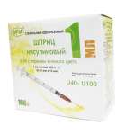 Шприц 1 мл U-40/U-100 (100 шт.) (игла 26G (0,45x12 мм) зеленый поршень) инсулиновый трехкомпонентный одноразовый СФМ Госпитал Продактс ГмбХ (SFM Hospital Products) - Германия