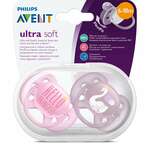Авент Ультра Софт Avent Ultra Soft Пустышка 6-18 мес.силикон для девочек соска мягкая и гибкий нагубник SCF223/02 (2 шт. футляр) Филипс Philips Consumer Lifestyle B.V. - Нидерланды