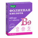 Фолиевая кислота 600 мкг с витаминами В12 и В6 (таблетки 0.22 г N40) Эвалар ЗАО- Россия