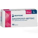 Бисопролол-Вертекс (табл. п. плен. о. 10 мг № 90) Вертекс АО г. Санкт-Петербург Россия