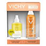 Виши Капитал Идеаль Солей Vichy Capital Ideal Soleil Набор: Спрей-Вуаль солнцезащитный для детей лица и тела анти-песок SPF 50+ (200 мл)+ Спрей двухфазный увлажняющий SPF 50 (200 мл) -50% Франция