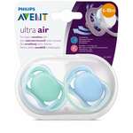 Авент Ультра Эйр Avent Ultra Air Пустышка 6-18 мес. силикон с щитком-нагубником кольцом-держателем ортодонт. SCF244/22 (2 шт. футляр) Филипс Philips Consumer Lifestyle - Нидерланды