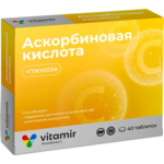 Аскорбиновая кислота с глюкозой 100 мг без ароматизатора (БАД) (таблетки жевательные 0,6 г №40) Vitamir Витамир Квадрат-С ООО - Россия