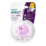 Авент Ультра Софт Avent Ultra Soft Пустышка 0-6 мес.силикон для девочек соска мягкая и гибкий нагубник SCF527/10 (1 шт. футляр) Филипс Электроникс ЮК Лтд - Великобритания