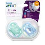Авент Ультра Эйр Avent Ultra Air Пустышка 6-18 мес. силикон с щитком-нагубником и кольцом-держателем ортодонт. Hello и Лев SCF342/22 (2 шт. футляр) Филипс Электроникс ЮК Лтд - Великобритания