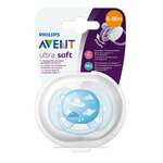Авент Ультра Софт Avent Ultra Soft Пустышка 6-18 мес.силикон для мальчиков соска мягкая и гибкий нагубник SCF528/12 (1 шт. футляр) Филипс Электроникс ЮК Лтд - Великобритания
