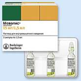Мовалис (раствор для внутримышечного введения 15 мг/1,5 мл ампулы N3) Берингер Ингельхайм Эспана С.А. - Испания
